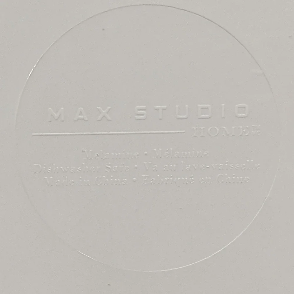 Max Studio Home Melamine Pasta Bowl Set 4 Blue White Watercolor Abstract Dot 8in